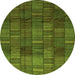 Round Machine Washable Abstract Green Modern Area Rugs, wshabs3670grn