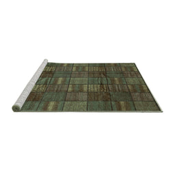 Sideview of Machine Washable Abstract Turquoise Modern Area Rugs, wshabs3670turq