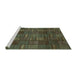 Sideview of Machine Washable Abstract Turquoise Modern Area Rugs, wshabs3670turq