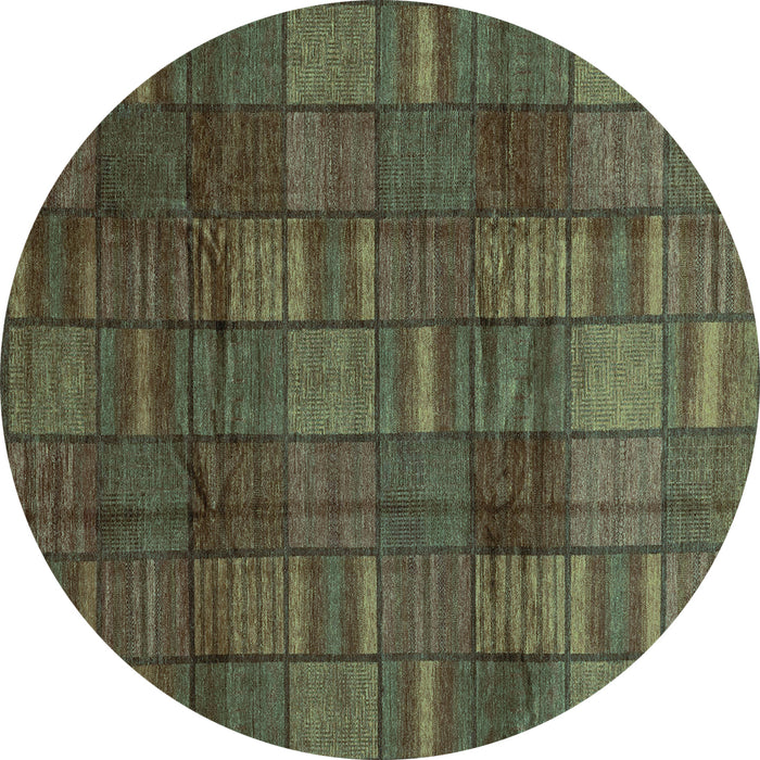 Round Abstract Turquoise Modern Rug, abs3670turq