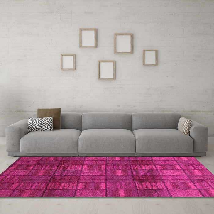 Machine Washable Abstract Pink Modern Rug in a Living Room, wshabs3670pnk