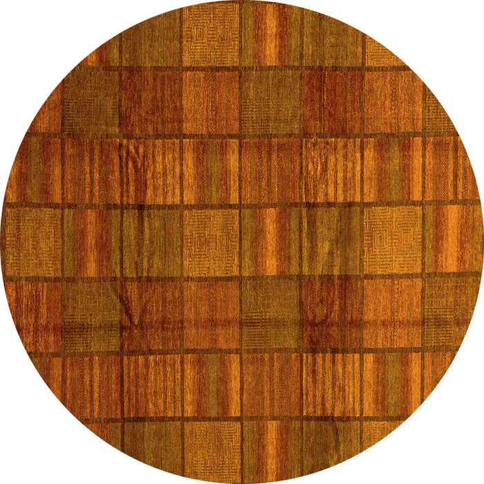Round Abstract Yellow Modern Rug, abs3670yw