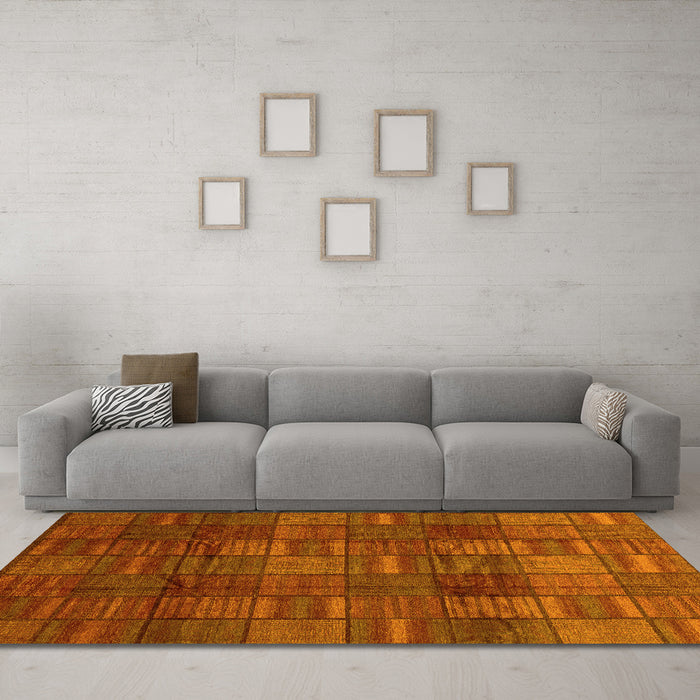 Machine Washable Abstract Yellow Modern Rug in a Living Room, wshabs3670yw