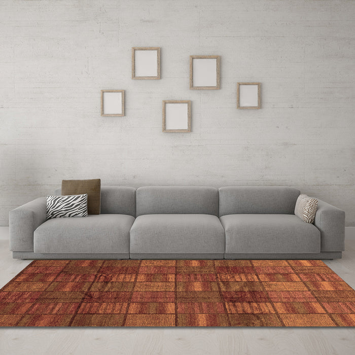 Machine Washable Abstract Brown Modern Rug in a Living Room,, wshabs3670brn