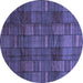 Round Abstract Blue Modern Rug, abs3670blu