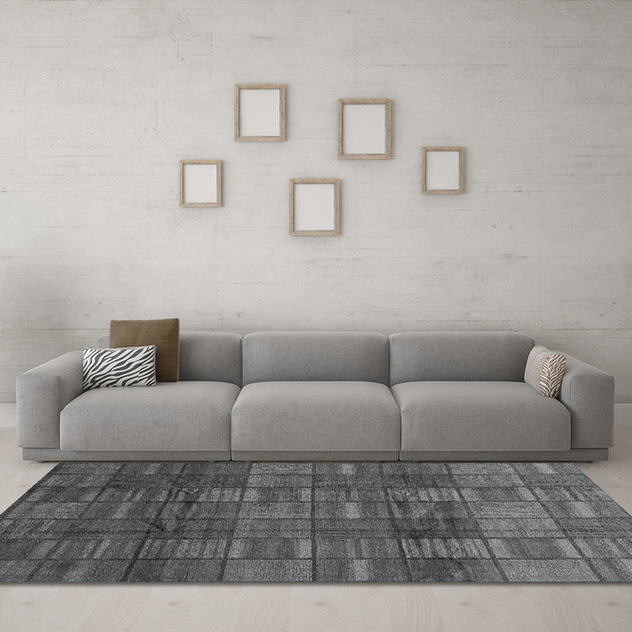 Machine Washable Abstract Gray Modern Rug in a Living Room,, wshabs3670gry