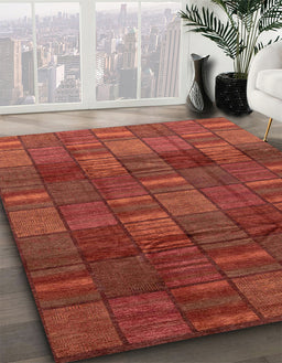 Machine Washable Abstract Red Rug in a Family Room, wshabs3670