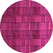 Round Machine Washable Abstract Pink Modern Rug, wshabs3670pnk