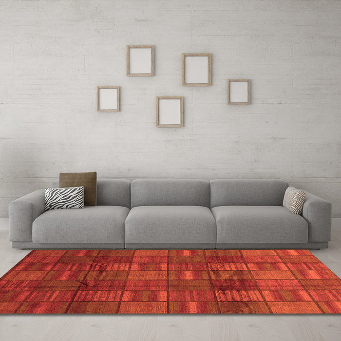 Machine Washable Abstract Orange Modern Area Rugs in a Living Room, wshabs3670org
