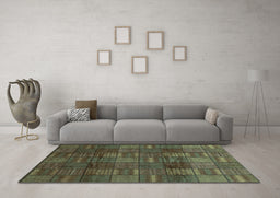 Machine Washable Abstract Turquoise Modern Area Rugs in a Living Room,, wshabs3670turq
