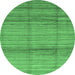 Round Abstract Emerald Green Modern Rug, abs3671emgrn