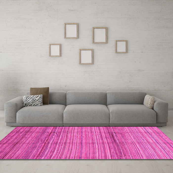 Machine Washable Abstract Pink Modern Rug in a Living Room, wshabs3671pnk