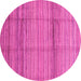 Round Machine Washable Abstract Pink Modern Rug, wshabs3671pnk