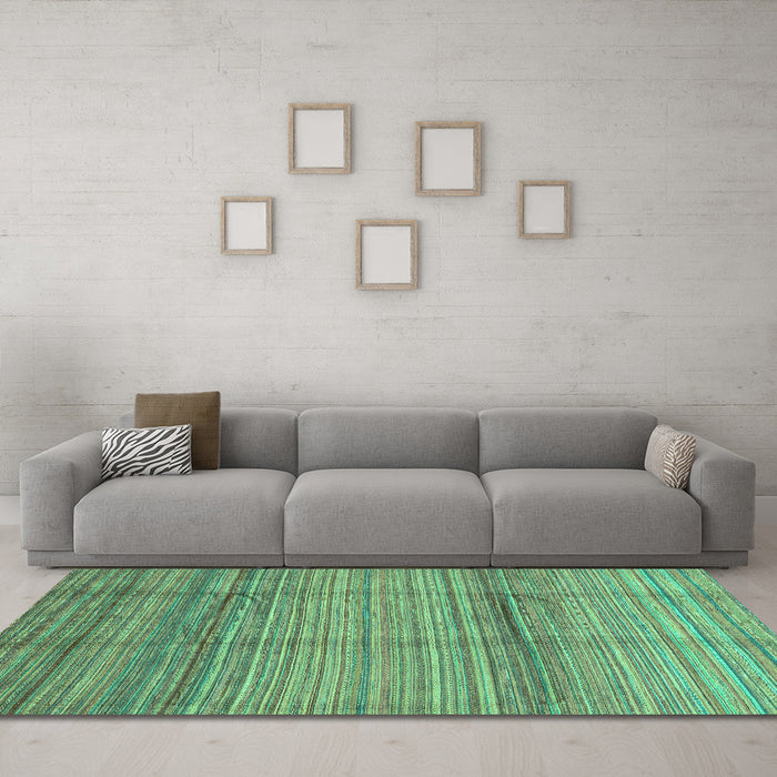 Machine Washable Abstract Turquoise Modern Area Rugs in a Living Room,, wshabs3671turq