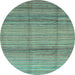 Round Machine Washable Abstract Light Blue Modern Rug, wshabs3671lblu