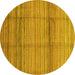 Round Machine Washable Abstract Yellow Modern Rug, wshabs3671yw