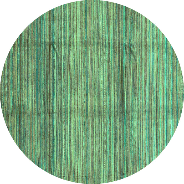 Round Abstract Turquoise Modern Rug, abs3671turq