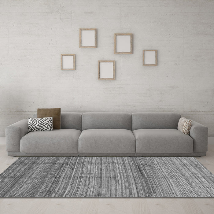 Machine Washable Abstract Gray Modern Rug in a Living Room,, wshabs3671gry