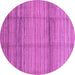 Round Machine Washable Abstract Purple Modern Area Rugs, wshabs3671pur