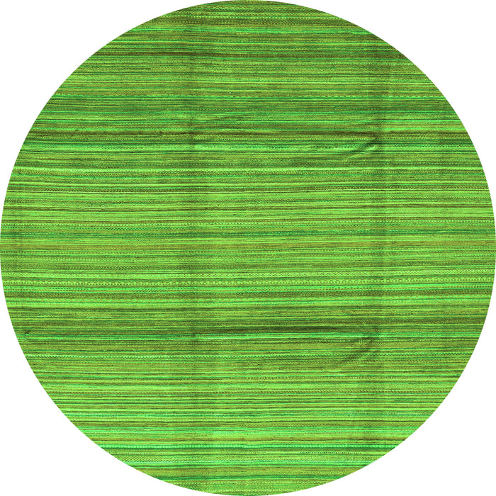 Round Machine Washable Abstract Green Modern Area Rugs, wshabs3671grn
