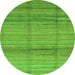 Round Machine Washable Abstract Green Modern Area Rugs, wshabs3671grn