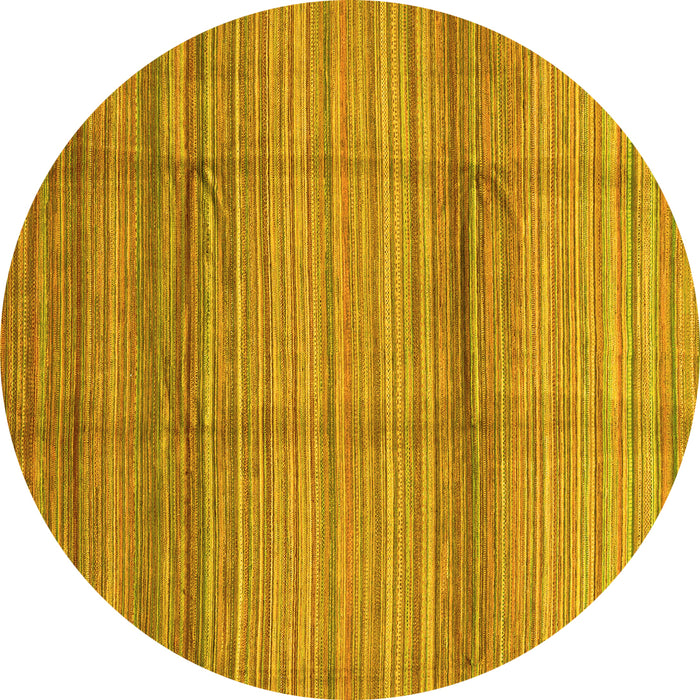 Round Abstract Yellow Modern Rug, abs3671yw