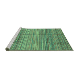Sideview of Machine Washable Abstract Turquoise Modern Area Rugs, wshabs3671turq