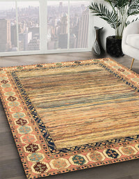 Abstract Light Brown Modern Rug, abs3672