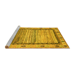 Sideview of Machine Washable Abstract Yellow Modern Rug, wshabs3672yw