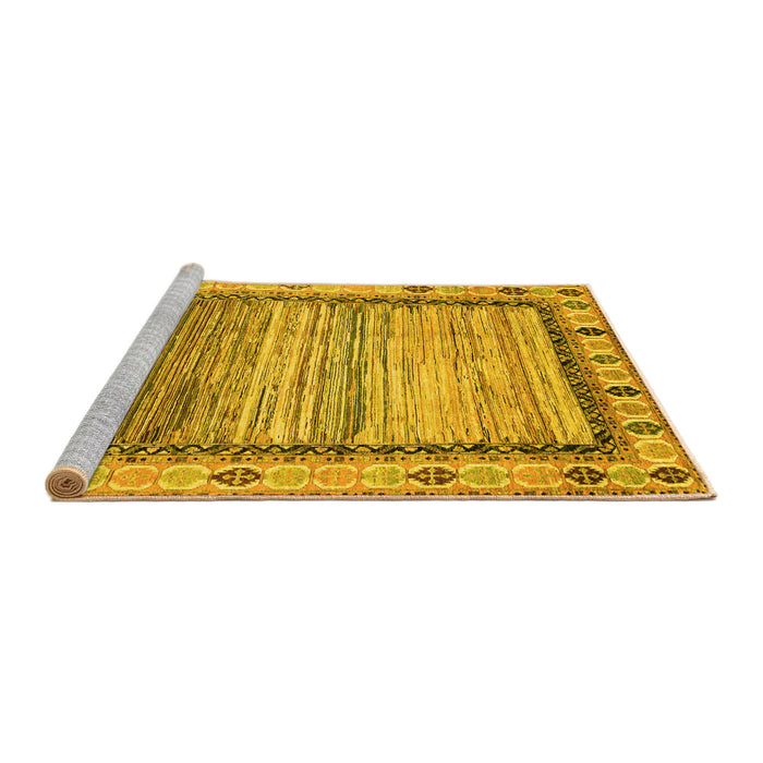 Sideview of Machine Washable Abstract Yellow Modern Rug, wshabs3672yw