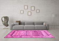 Machine Washable Abstract Pink Modern Rug, wshabs3672pnk