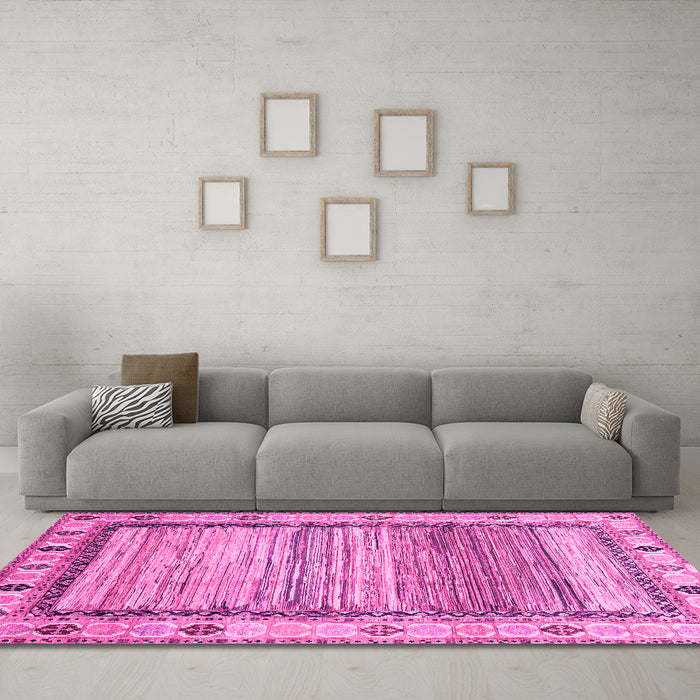 Machine Washable Abstract Pink Modern Rug in a Living Room, wshabs3672pnk