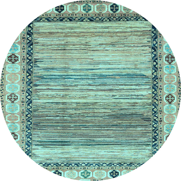 Round Abstract Light Blue Modern Rug, abs3672lblu