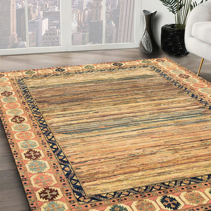 Abstract Light Brown Modern Rug in Family Room, abs3672