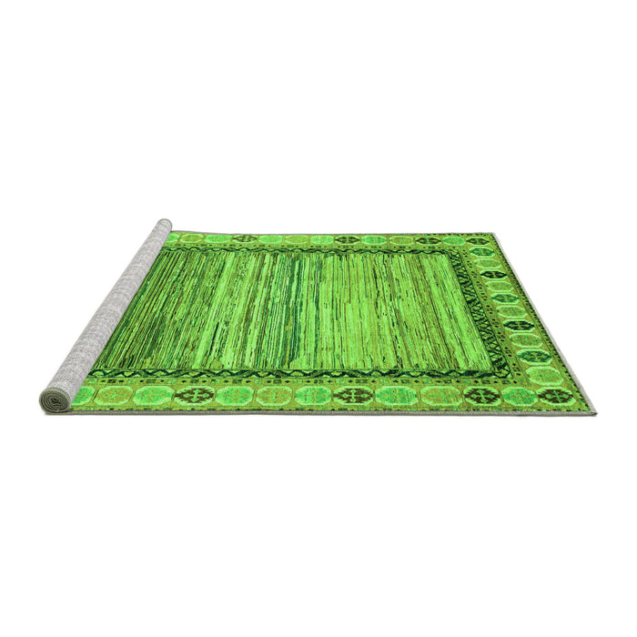 Sideview of Machine Washable Abstract Green Modern Area Rugs, wshabs3672grn