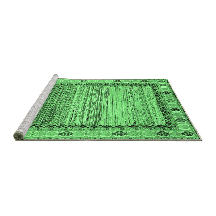 Sideview of Machine Washable Abstract Emerald Green Modern Area Rugs, wshabs3672emgrn
