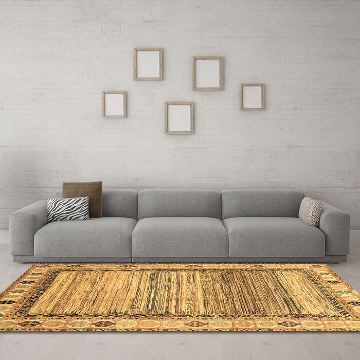 Machine Washable Abstract Brown Modern Rug in a Living Room,, wshabs3672brn