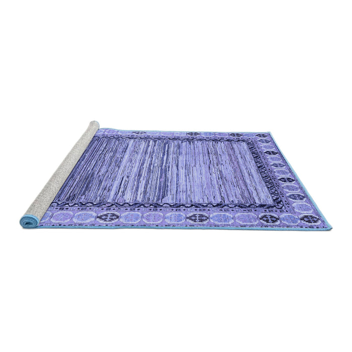 Sideview of Machine Washable Abstract Blue Modern Rug, wshabs3672blu