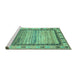 Sideview of Machine Washable Abstract Turquoise Modern Area Rugs, wshabs3672turq