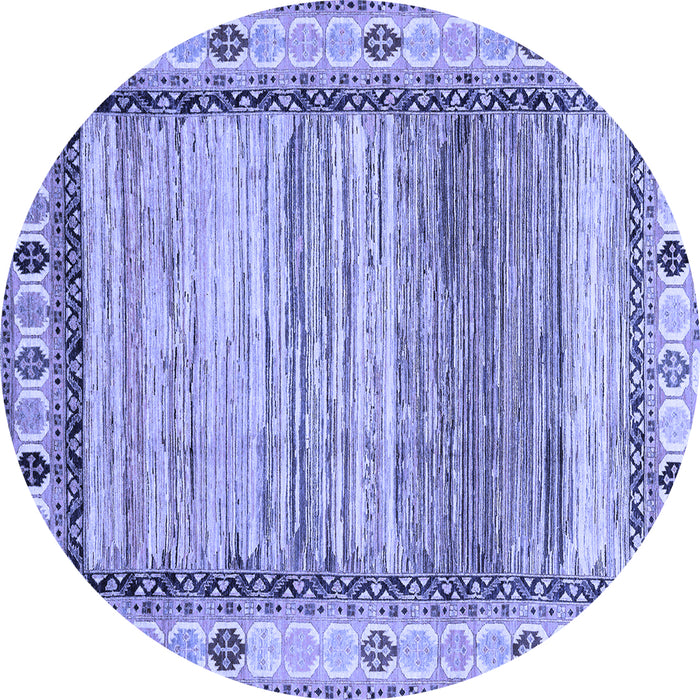 Round Abstract Blue Modern Rug, abs3672blu