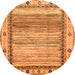 Round Machine Washable Abstract Orange Modern Area Rugs, wshabs3672org