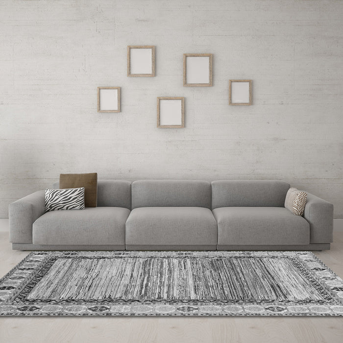 Machine Washable Abstract Gray Modern Rug in a Living Room,, wshabs3672gry