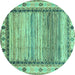 Round Abstract Turquoise Modern Rug, abs3672turq