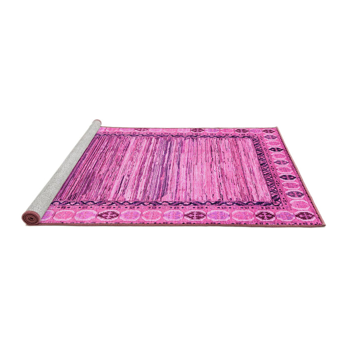 Sideview of Machine Washable Abstract Pink Modern Rug, wshabs3672pnk