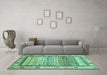 Machine Washable Abstract Turquoise Modern Area Rugs in a Living Room,, wshabs3672turq