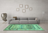 Machine Washable Abstract Turquoise Modern Rug, wshabs3672turq