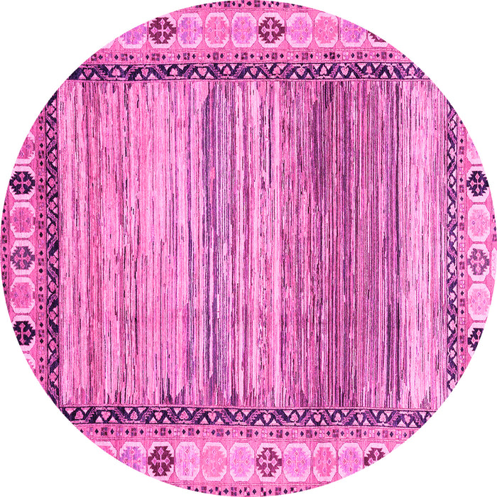 Round Machine Washable Abstract Pink Modern Rug, wshabs3672pnk