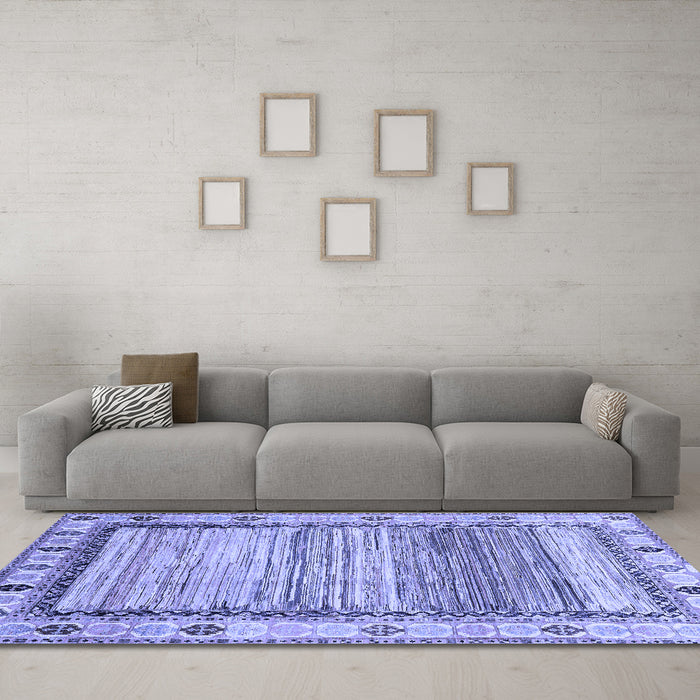 Machine Washable Abstract Blue Modern Rug in a Living Room, wshabs3672blu
