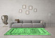 Machine Washable Abstract Emerald Green Modern Area Rugs in a Living Room,, wshabs3672emgrn