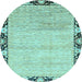 Round Abstract Light Blue Modern Rug, abs3673lblu